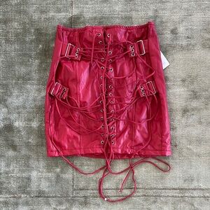 Red Strappy Mini Skirt Night Out